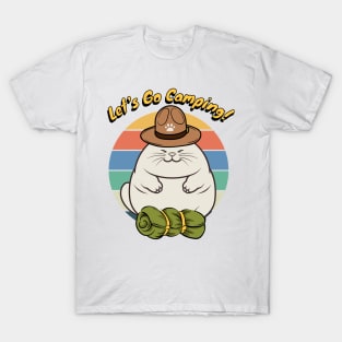 Funny fat cat Wants to go Camping T-Shirt